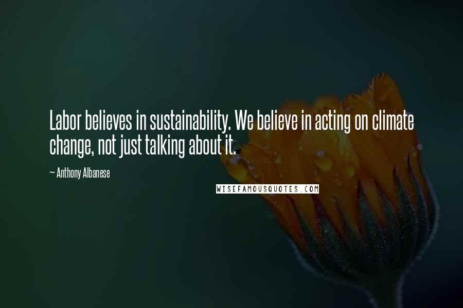 Anthony Albanese Quotes: Labor believes in sustainability. We believe in acting on climate change, not just talking about it.