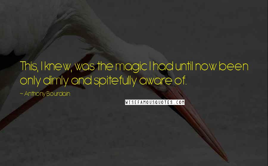 Anthony Bourdain Quotes: This, I knew, was the magic I had until now been only dimly and spitefully aware of.
