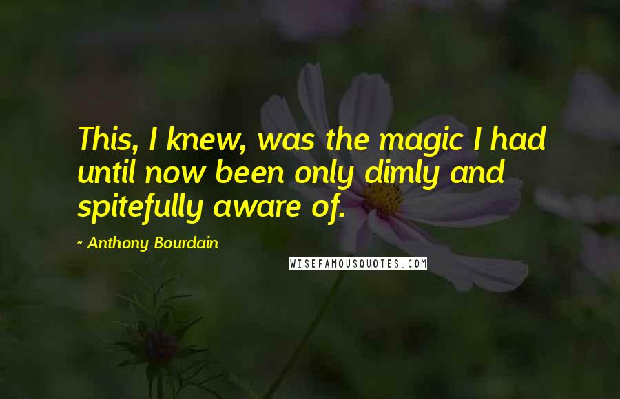 Anthony Bourdain Quotes: This, I knew, was the magic I had until now been only dimly and spitefully aware of.