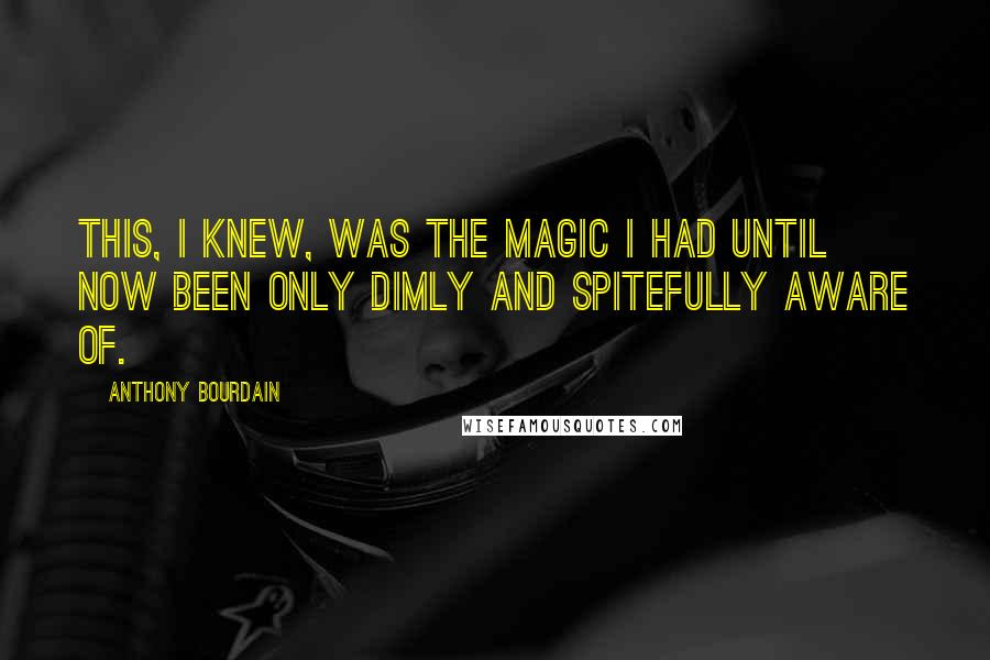 Anthony Bourdain Quotes: This, I knew, was the magic I had until now been only dimly and spitefully aware of.