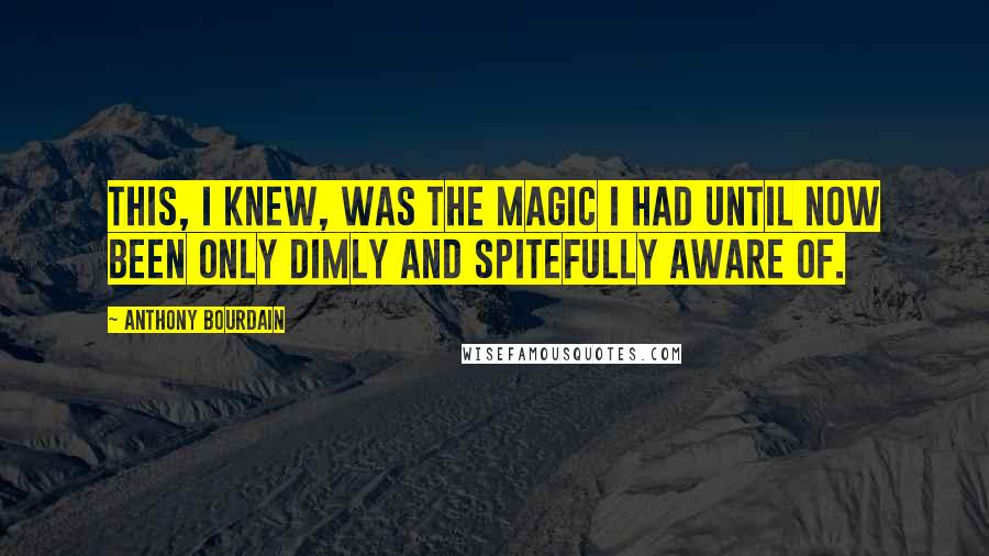 Anthony Bourdain Quotes: This, I knew, was the magic I had until now been only dimly and spitefully aware of.
