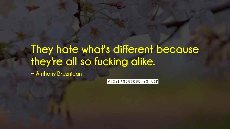 Anthony Breznican Quotes: They hate what's different because they're all so fucking alike.