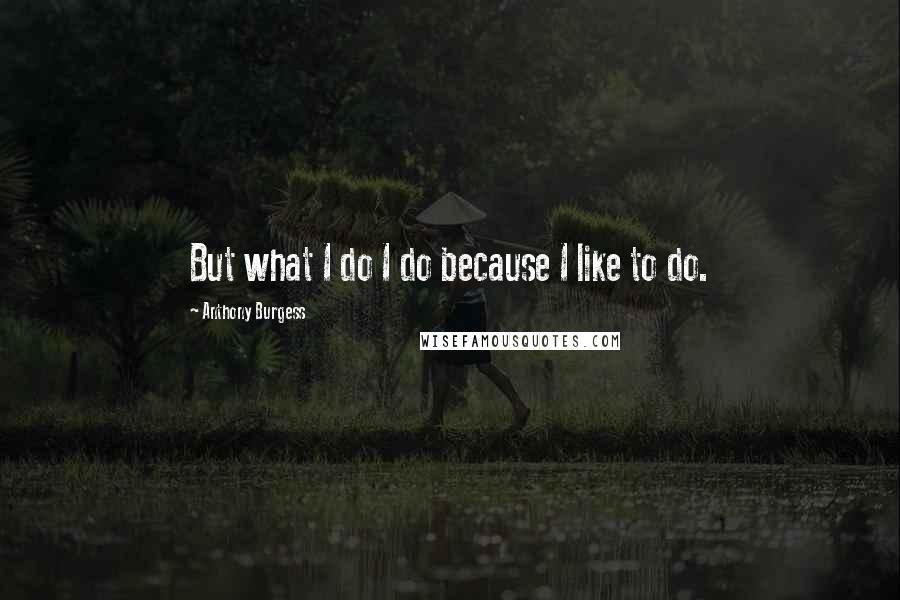 Anthony Burgess Quotes: But what I do I do because I like to do.