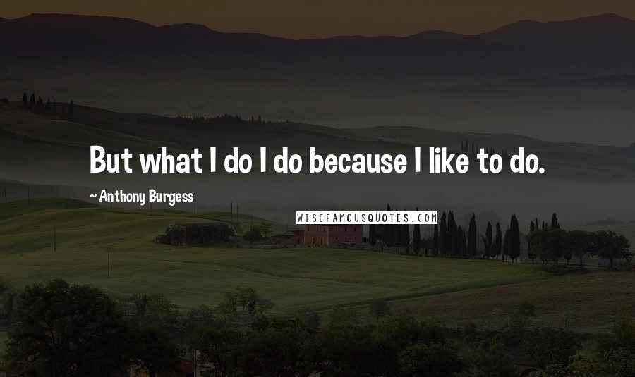 Anthony Burgess Quotes: But what I do I do because I like to do.