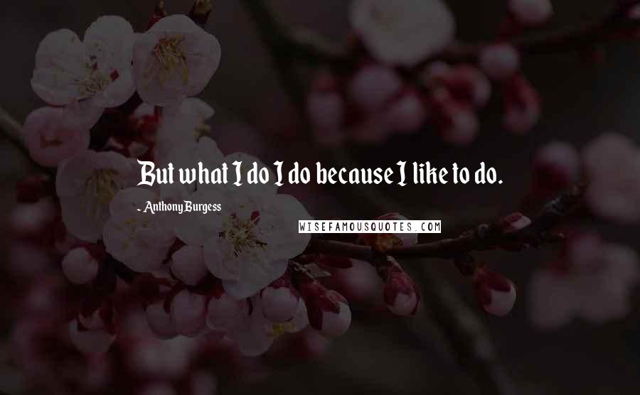 Anthony Burgess Quotes: But what I do I do because I like to do.