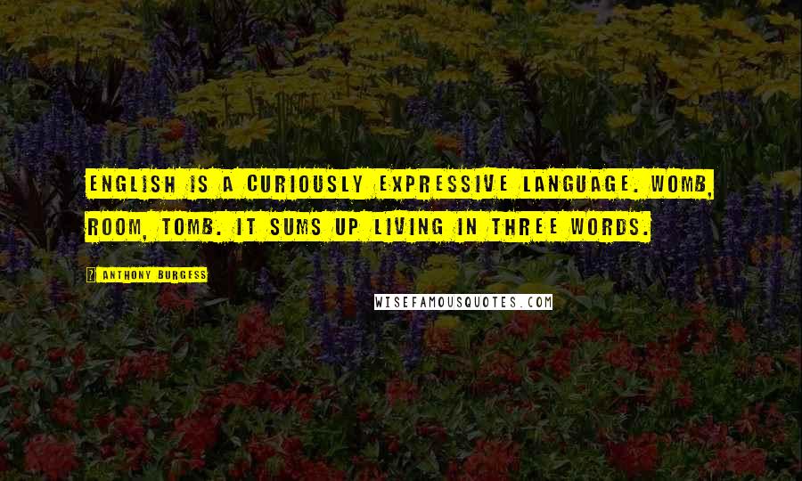 Anthony Burgess Quotes: English is a curiously expressive language. Womb, room, tomb. It sums up living in three words.