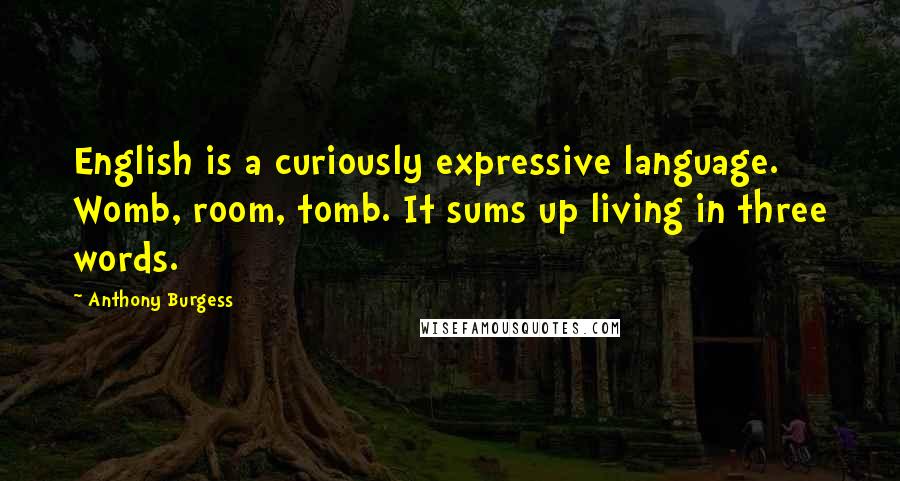 Anthony Burgess Quotes: English is a curiously expressive language. Womb, room, tomb. It sums up living in three words.