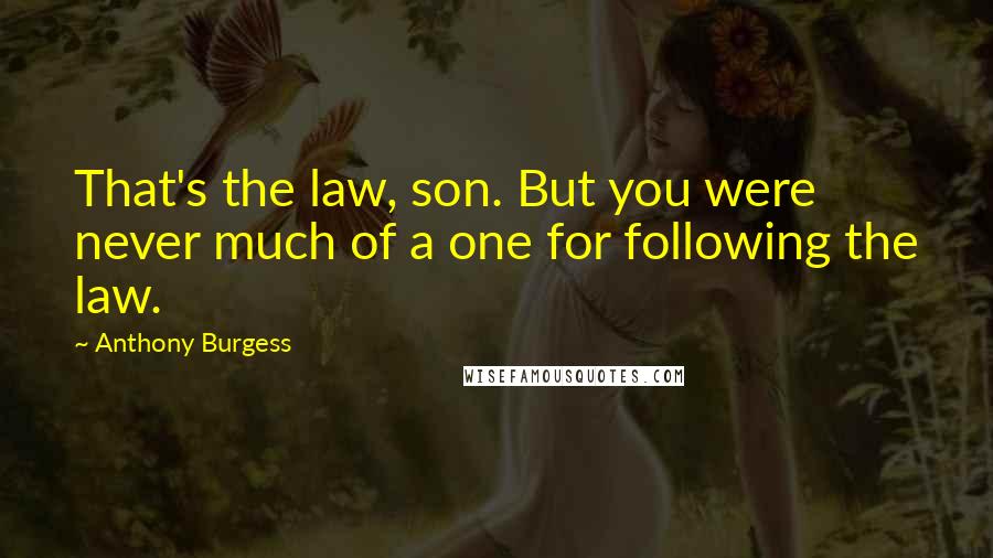 Anthony Burgess Quotes: That's the law, son. But you were never much of a one for following the law.