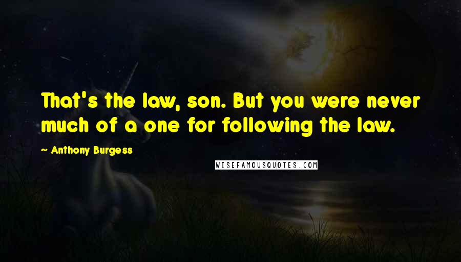Anthony Burgess Quotes: That's the law, son. But you were never much of a one for following the law.