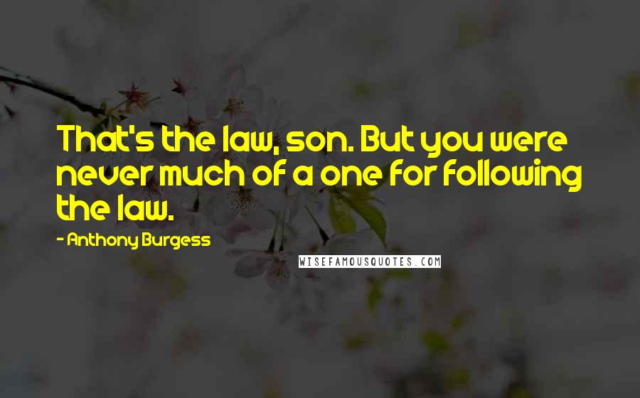 Anthony Burgess Quotes: That's the law, son. But you were never much of a one for following the law.