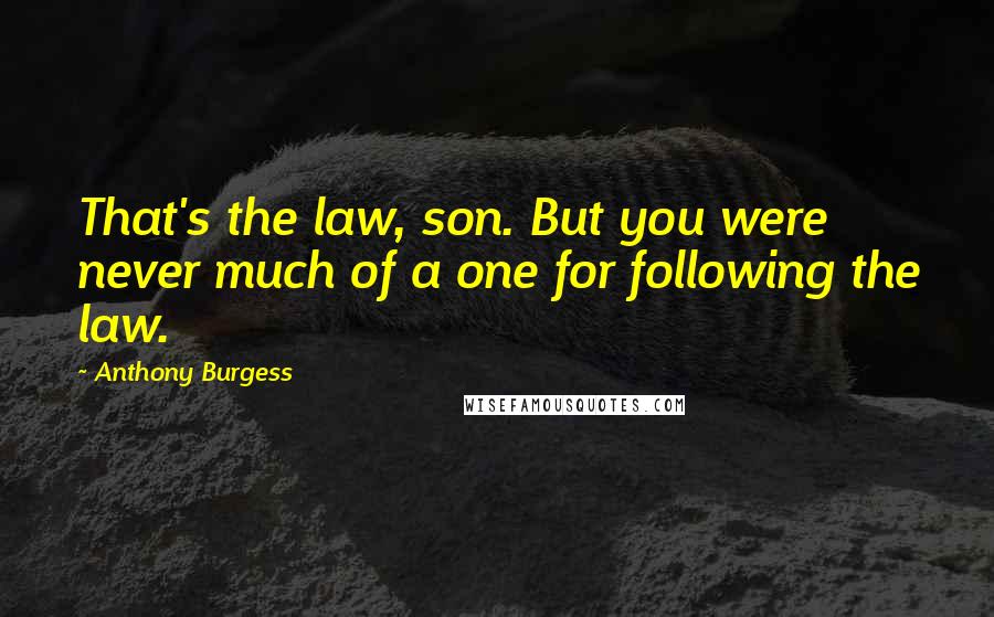 Anthony Burgess Quotes: That's the law, son. But you were never much of a one for following the law.