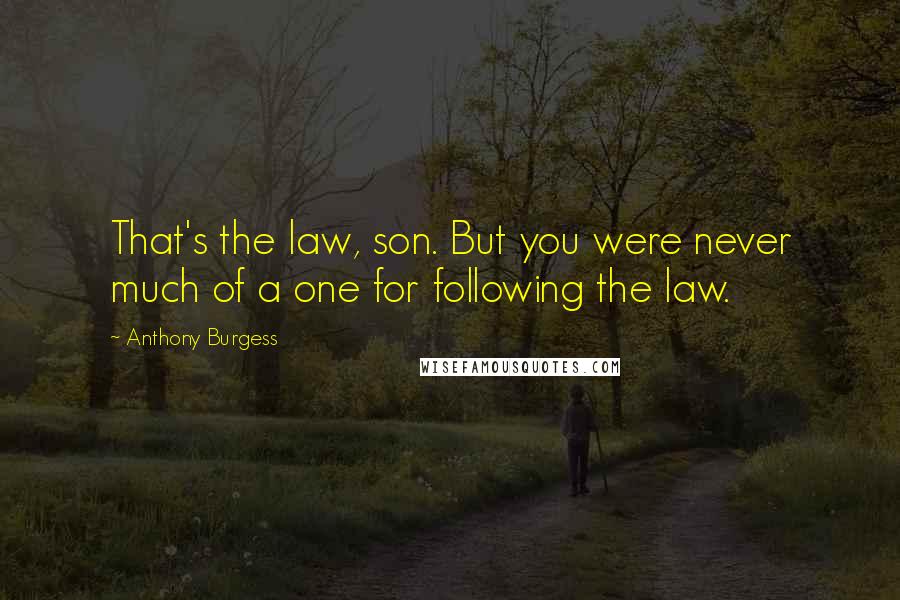 Anthony Burgess Quotes: That's the law, son. But you were never much of a one for following the law.