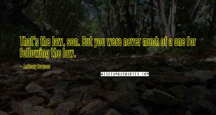 Anthony Burgess Quotes: That's the law, son. But you were never much of a one for following the law.