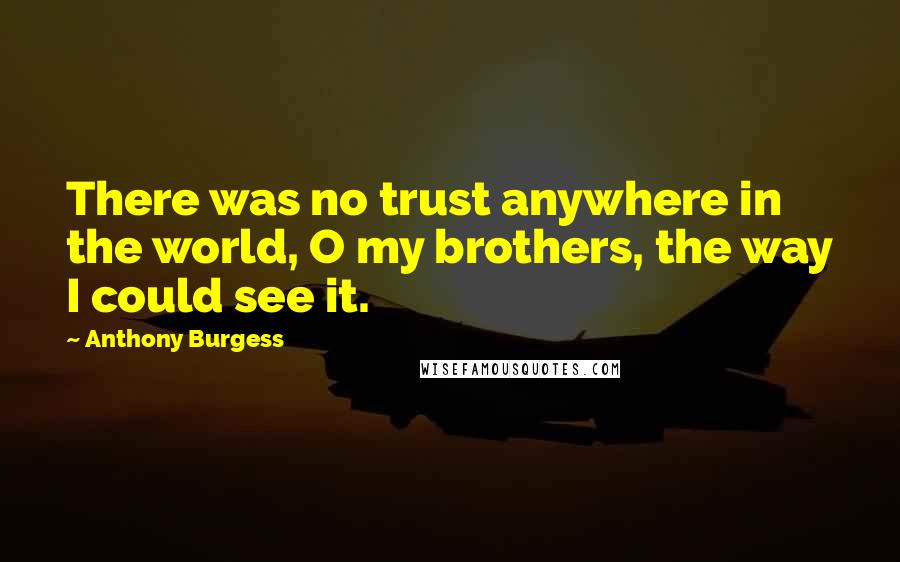 Anthony Burgess Quotes: There was no trust anywhere in the world, O my brothers, the way I could see it.