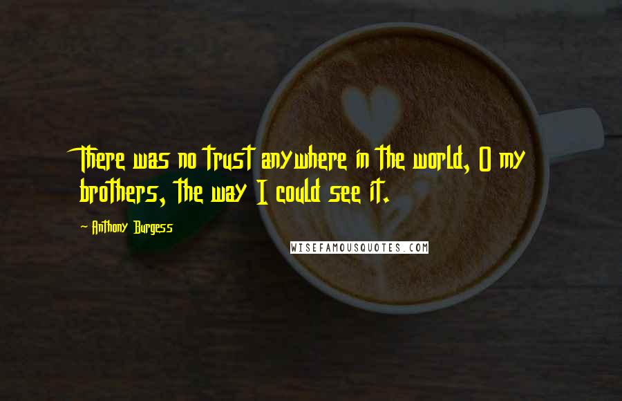 Anthony Burgess Quotes: There was no trust anywhere in the world, O my brothers, the way I could see it.