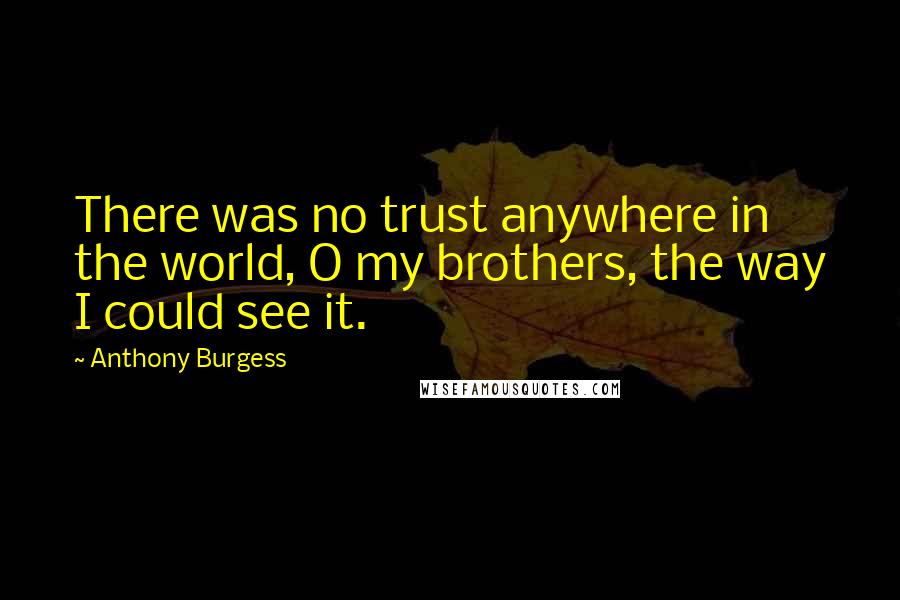 Anthony Burgess Quotes: There was no trust anywhere in the world, O my brothers, the way I could see it.