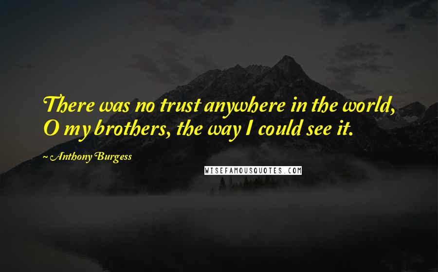 Anthony Burgess Quotes: There was no trust anywhere in the world, O my brothers, the way I could see it.