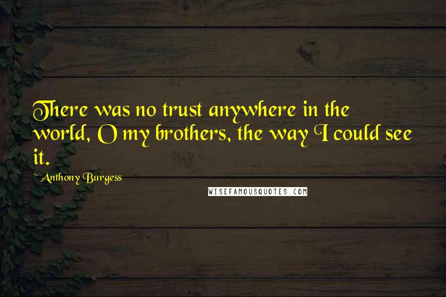 Anthony Burgess Quotes: There was no trust anywhere in the world, O my brothers, the way I could see it.