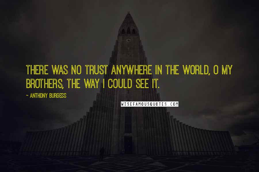 Anthony Burgess Quotes: There was no trust anywhere in the world, O my brothers, the way I could see it.