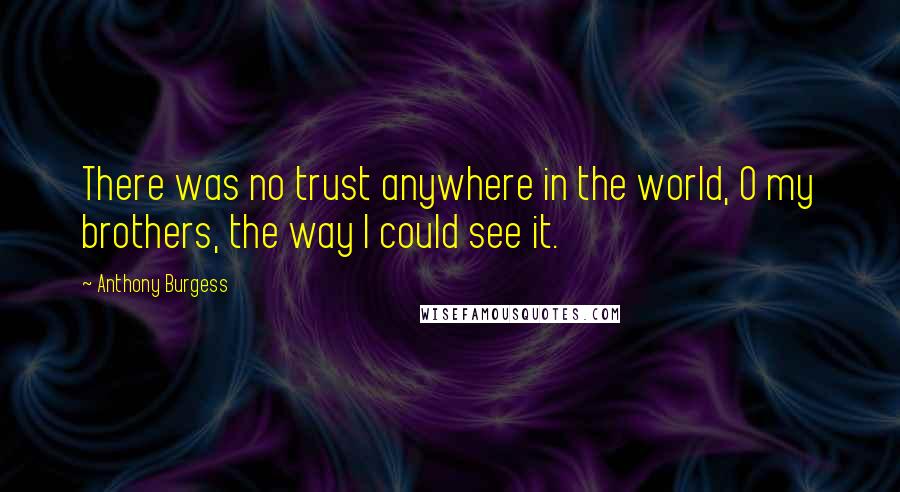 Anthony Burgess Quotes: There was no trust anywhere in the world, O my brothers, the way I could see it.
