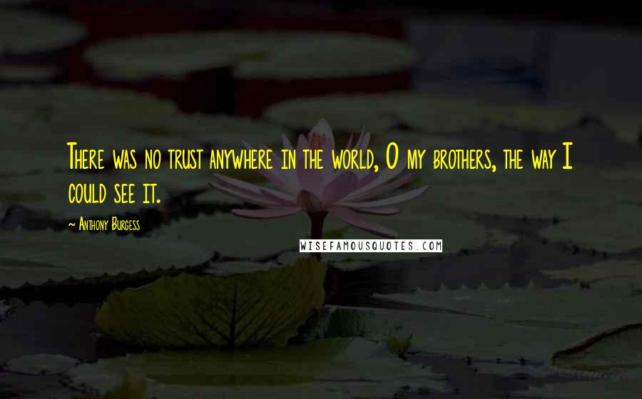 Anthony Burgess Quotes: There was no trust anywhere in the world, O my brothers, the way I could see it.