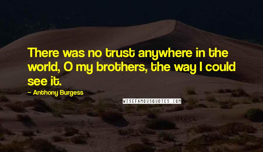 Anthony Burgess Quotes: There was no trust anywhere in the world, O my brothers, the way I could see it.