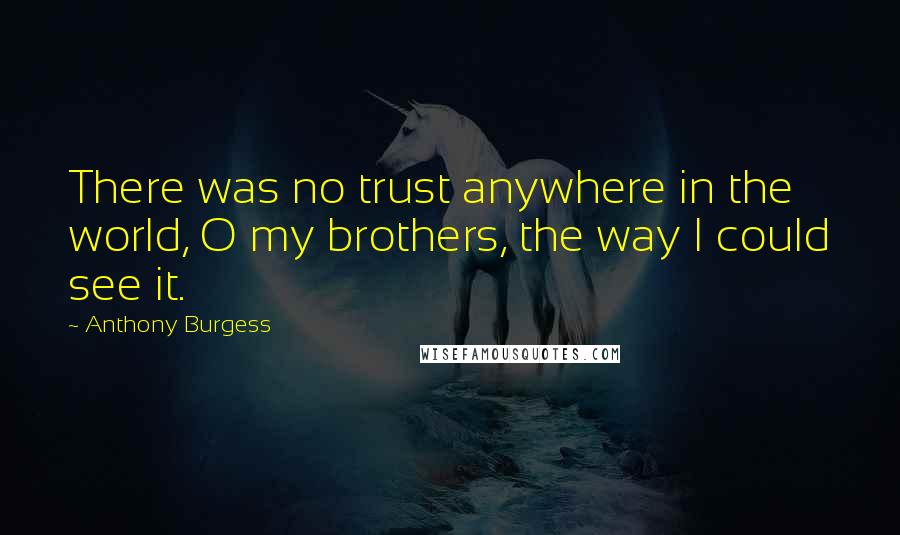 Anthony Burgess Quotes: There was no trust anywhere in the world, O my brothers, the way I could see it.
