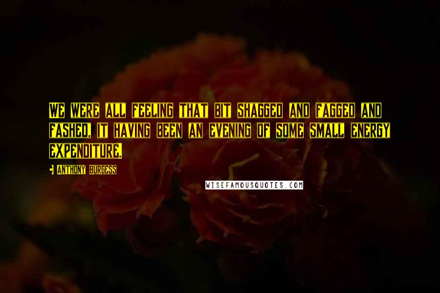 Anthony Burgess Quotes: We were all feeling that bit shagged and fagged and fashed, it having been an evening of some small energy expenditure.