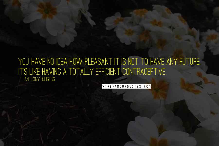 Anthony Burgess Quotes: You have no idea how pleasant it is not to have any future. It's like having a totally efficient contraceptive.