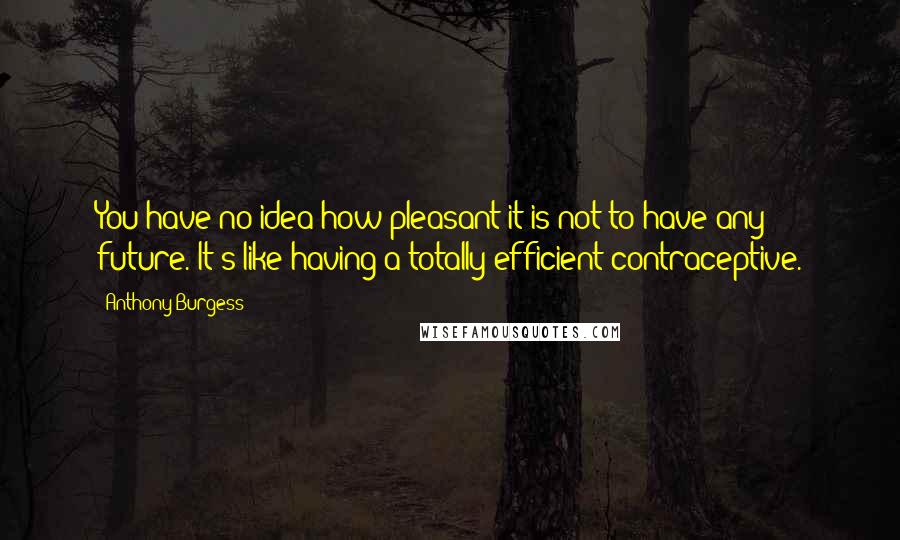 Anthony Burgess Quotes: You have no idea how pleasant it is not to have any future. It's like having a totally efficient contraceptive.