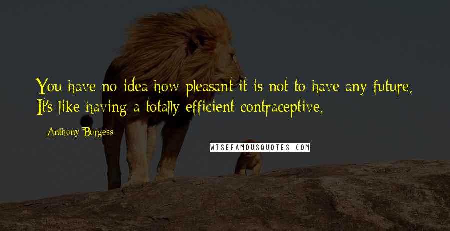 Anthony Burgess Quotes: You have no idea how pleasant it is not to have any future. It's like having a totally efficient contraceptive.