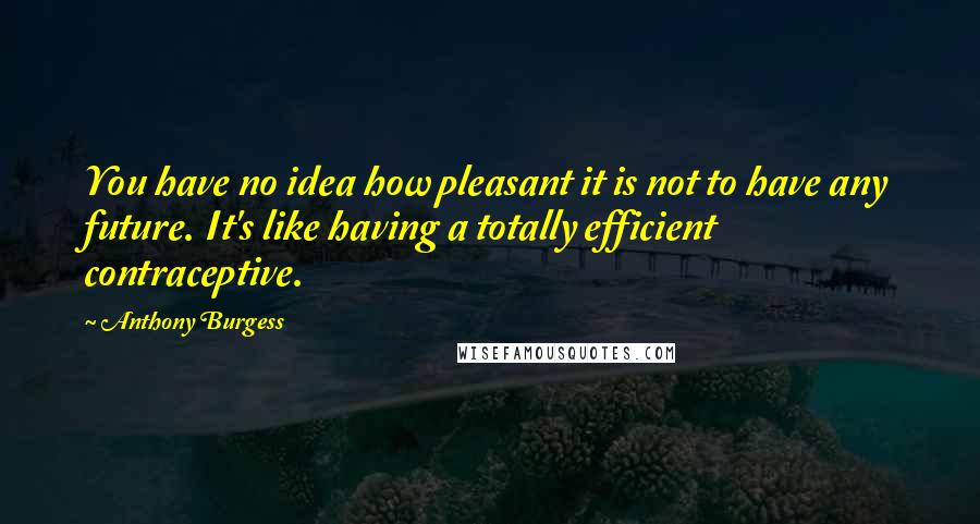 Anthony Burgess Quotes: You have no idea how pleasant it is not to have any future. It's like having a totally efficient contraceptive.