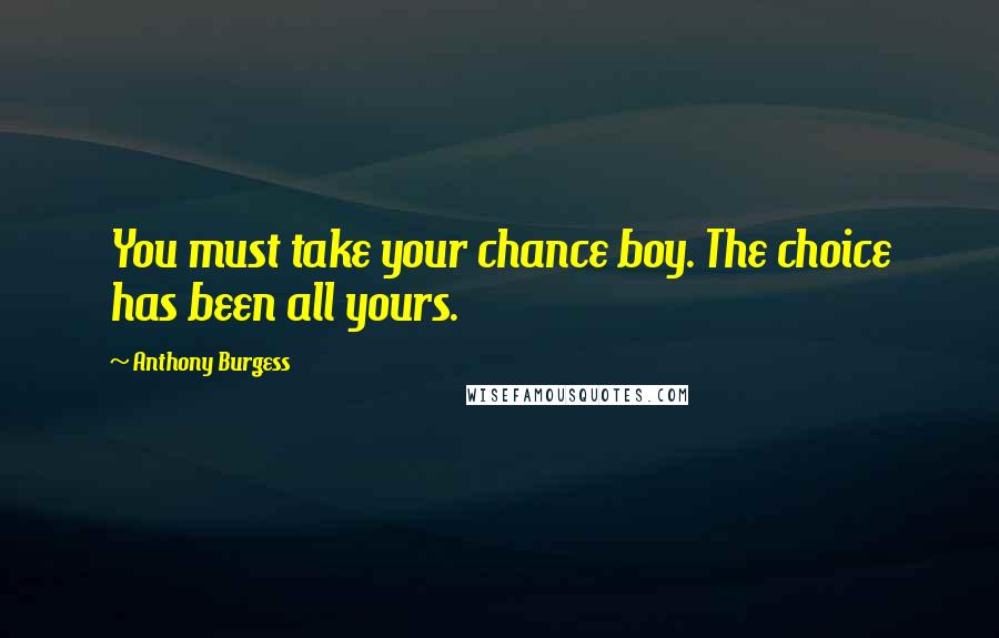 Anthony Burgess Quotes: You must take your chance boy. The choice has been all yours.