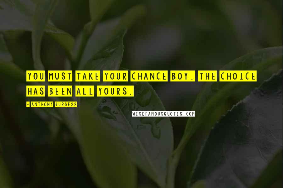 Anthony Burgess Quotes: You must take your chance boy. The choice has been all yours.