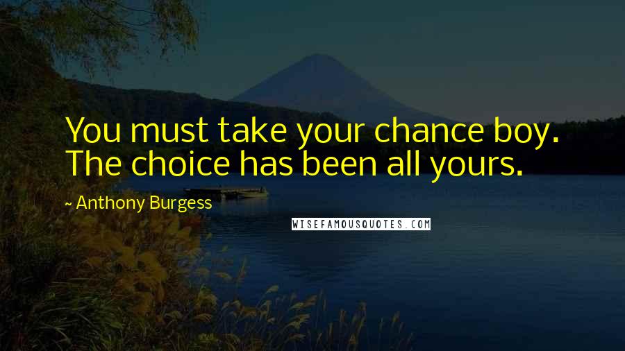 Anthony Burgess Quotes: You must take your chance boy. The choice has been all yours.