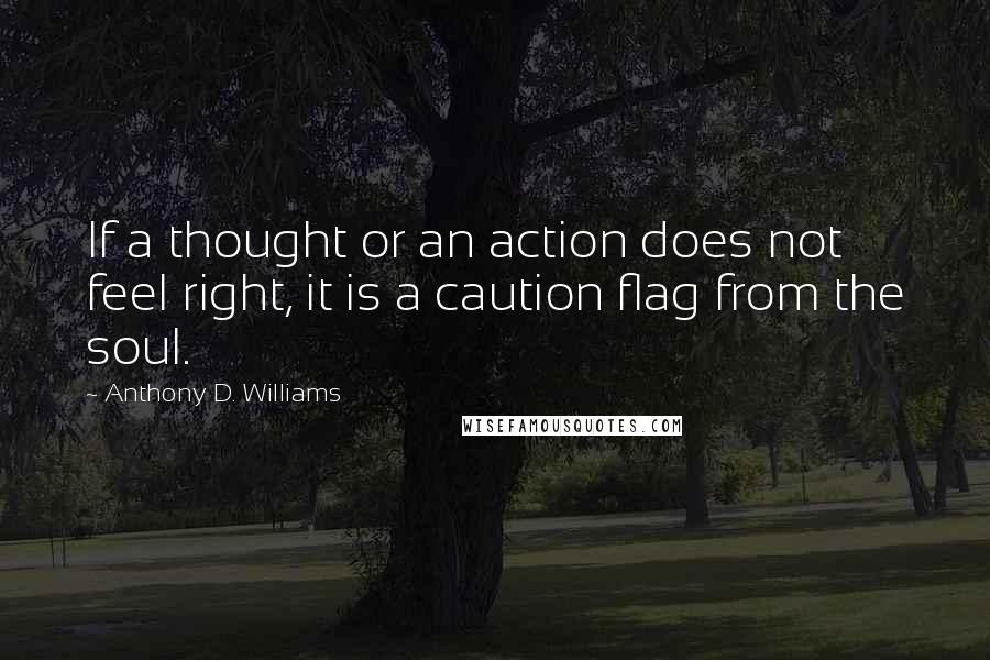Anthony D. Williams Quotes: If a thought or an action does not feel right, it is a caution flag from the soul.