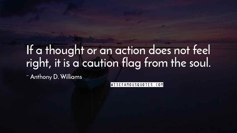Anthony D. Williams Quotes: If a thought or an action does not feel right, it is a caution flag from the soul.