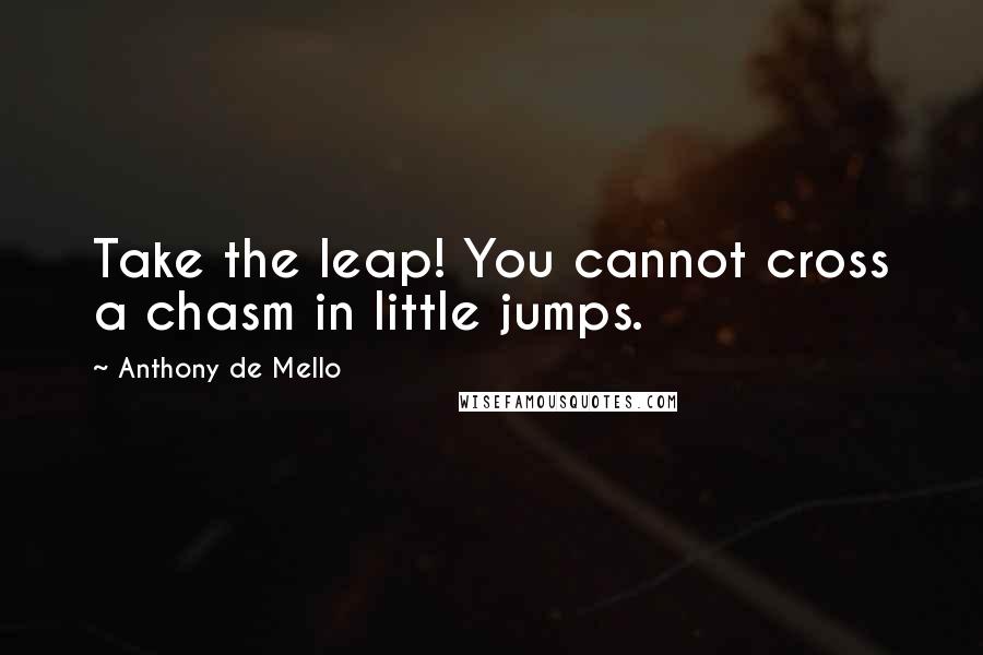 Anthony De Mello Quotes: Take the leap! You cannot cross a chasm in little jumps.