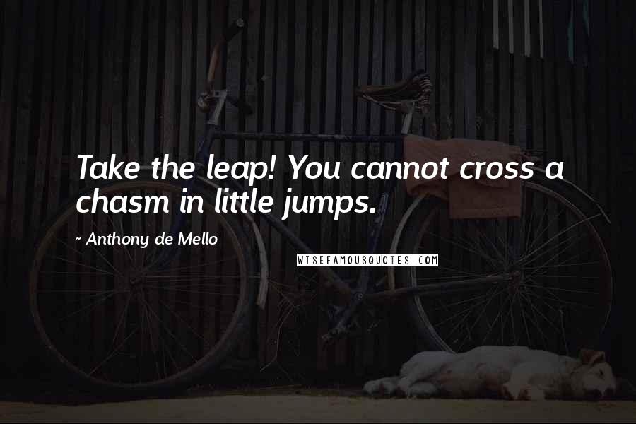 Anthony De Mello Quotes: Take the leap! You cannot cross a chasm in little jumps.