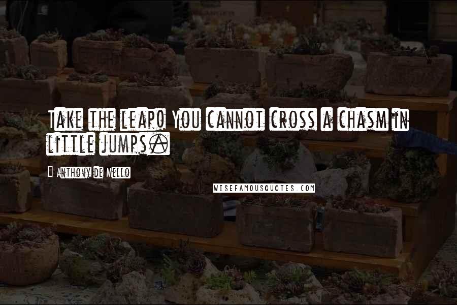 Anthony De Mello Quotes: Take the leap! You cannot cross a chasm in little jumps.