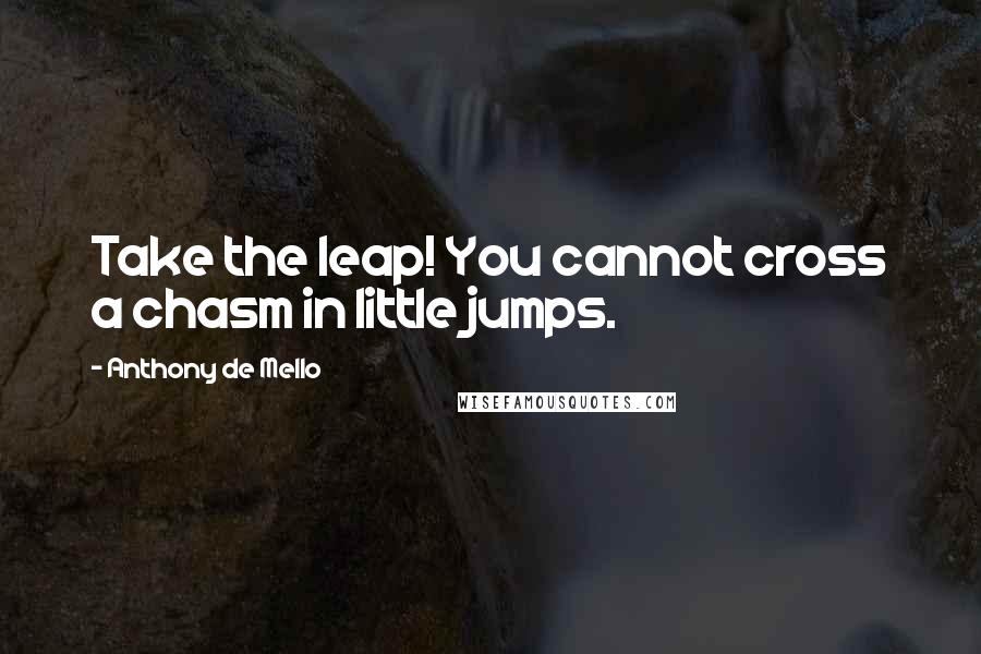 Anthony De Mello Quotes: Take the leap! You cannot cross a chasm in little jumps.