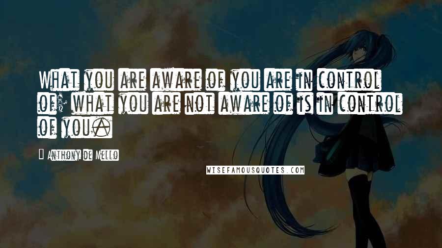 Anthony De Mello Quotes: What you are aware of you are in control of; what you are not aware of is in control of you.