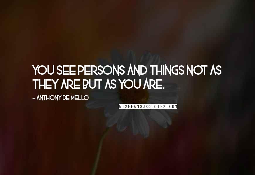 Anthony De Mello Quotes: You see persons and things not as they are but as you are.