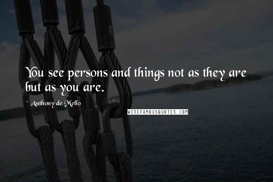 Anthony De Mello Quotes: You see persons and things not as they are but as you are.