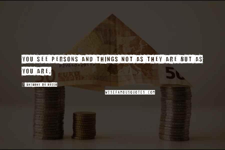 Anthony De Mello Quotes: You see persons and things not as they are but as you are.