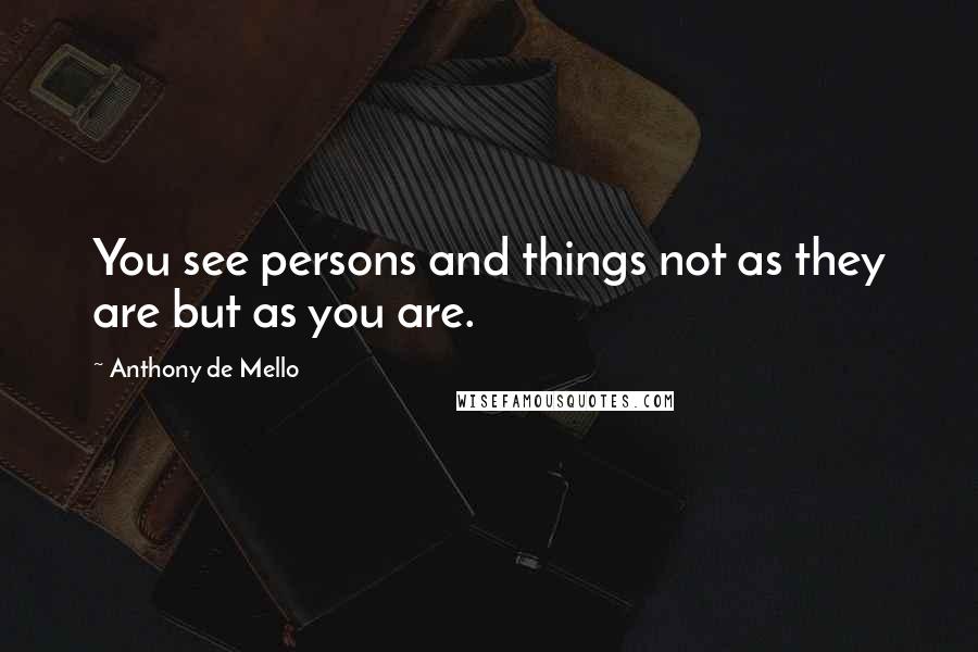 Anthony De Mello Quotes: You see persons and things not as they are but as you are.