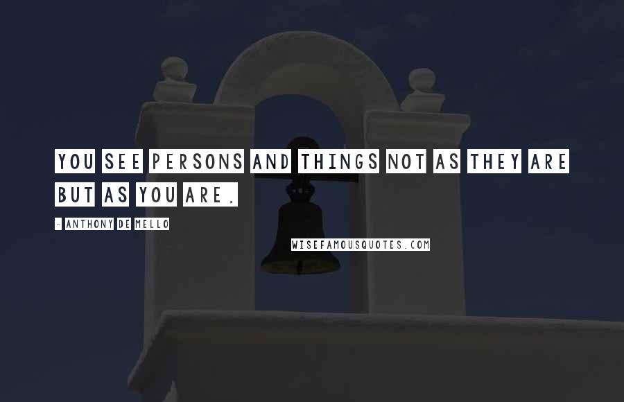 Anthony De Mello Quotes: You see persons and things not as they are but as you are.