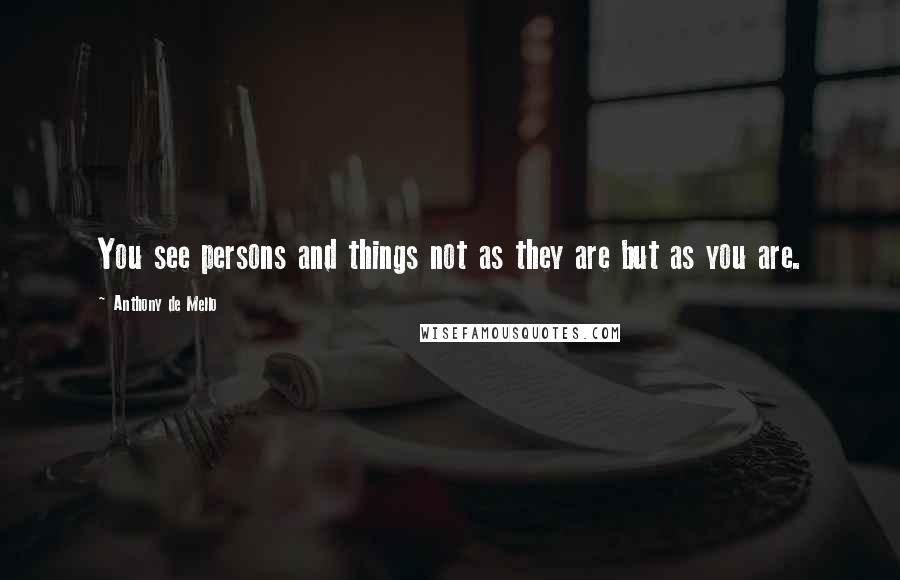 Anthony De Mello Quotes: You see persons and things not as they are but as you are.