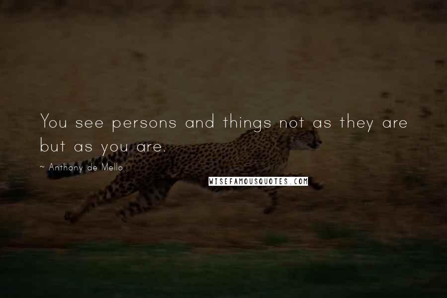 Anthony De Mello Quotes: You see persons and things not as they are but as you are.