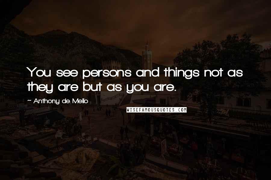 Anthony De Mello Quotes: You see persons and things not as they are but as you are.